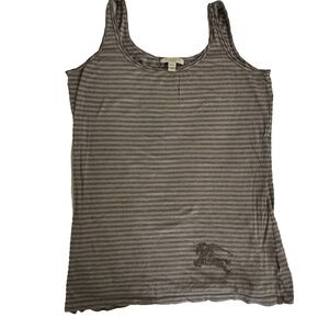 Burberry Brit Striped Tank Top – Size M – Gray/Taupe – Made in Portugal